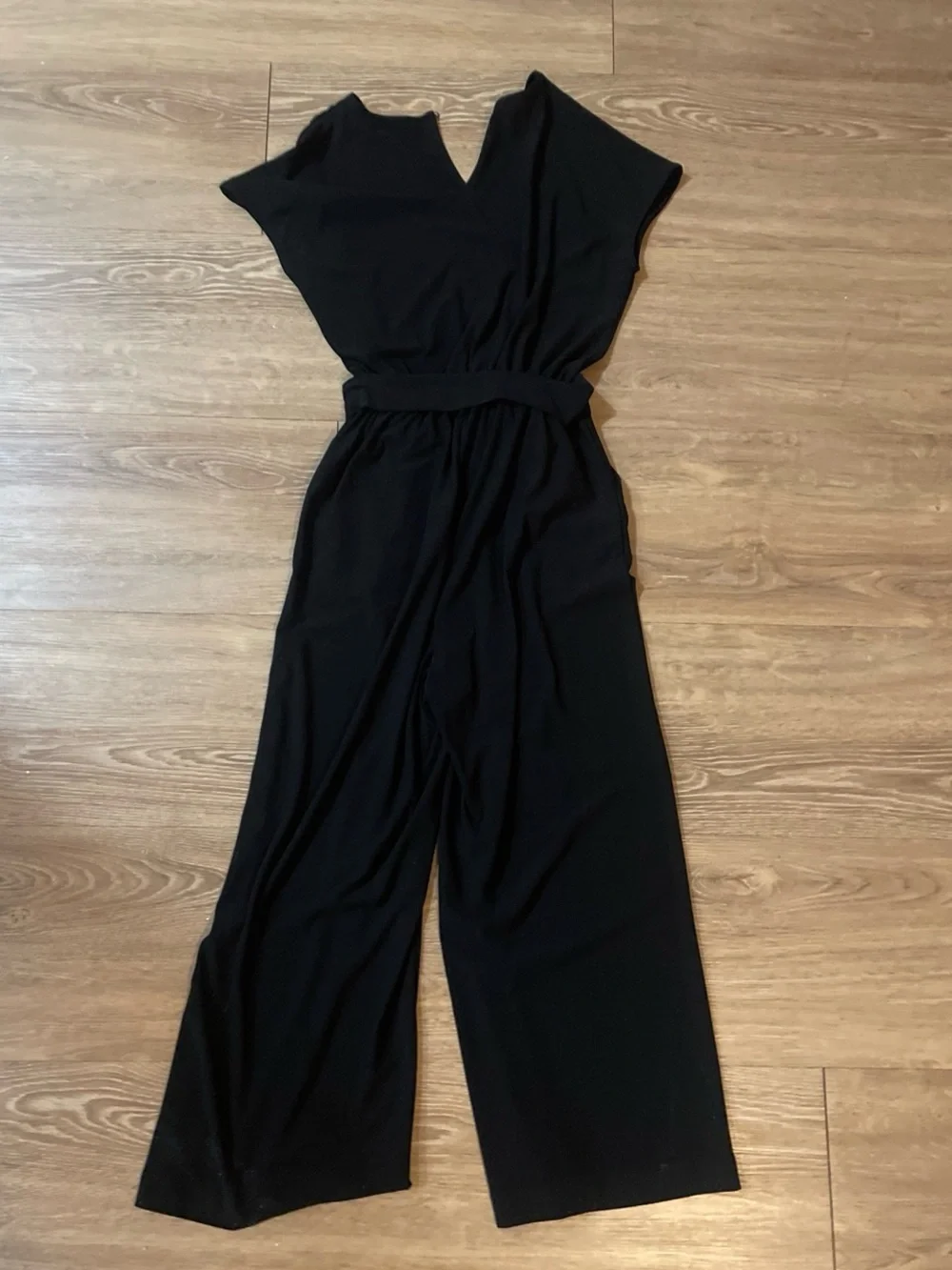 Halogen Black Tie-Waist Wide-Leg Jumpsuit